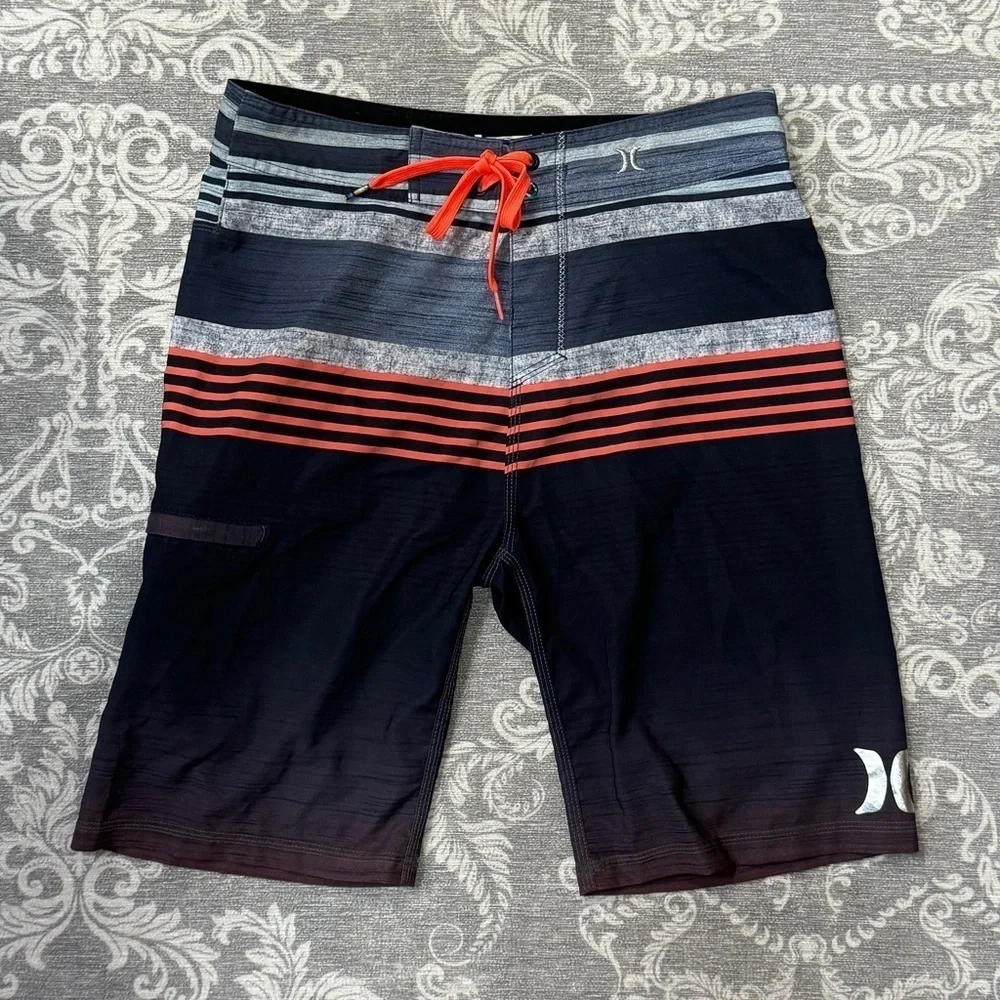 Hurley Men's Phantom Board Shorts Black Striped Size 28